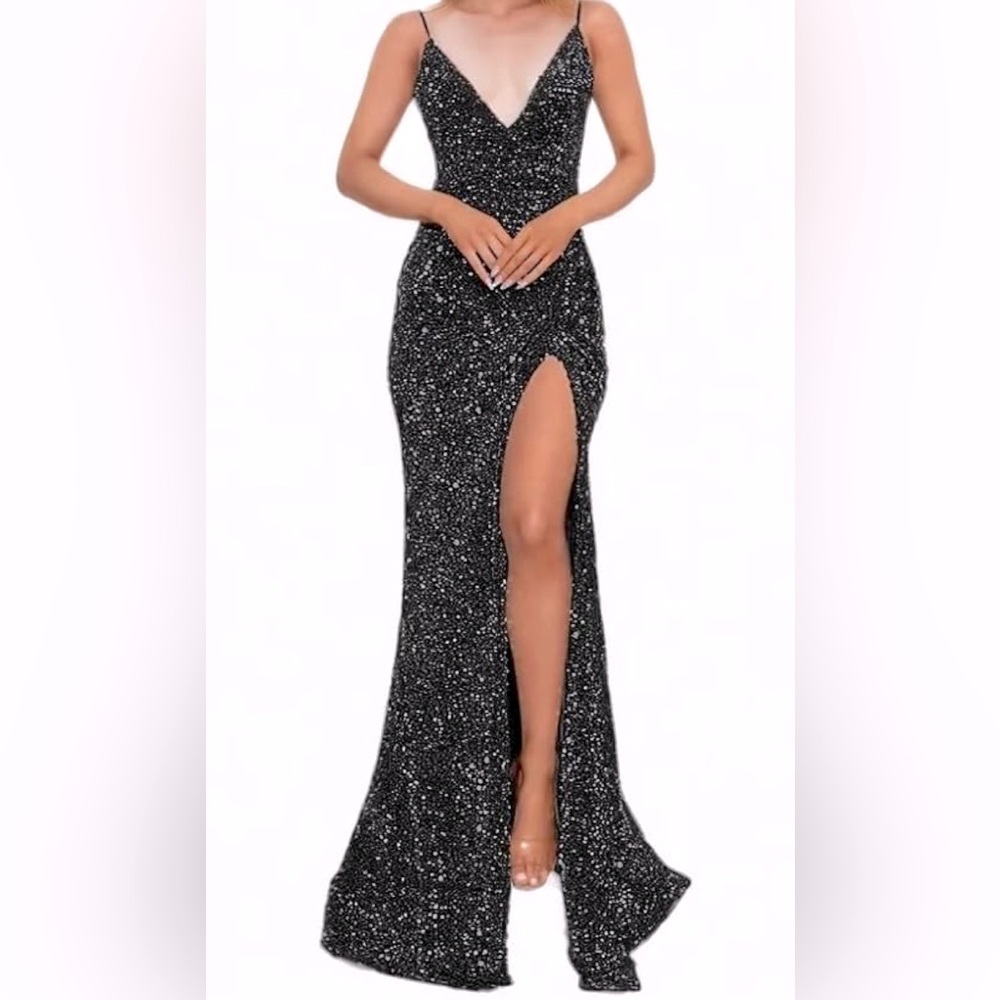 Elegant Black Sequin Evening Gown